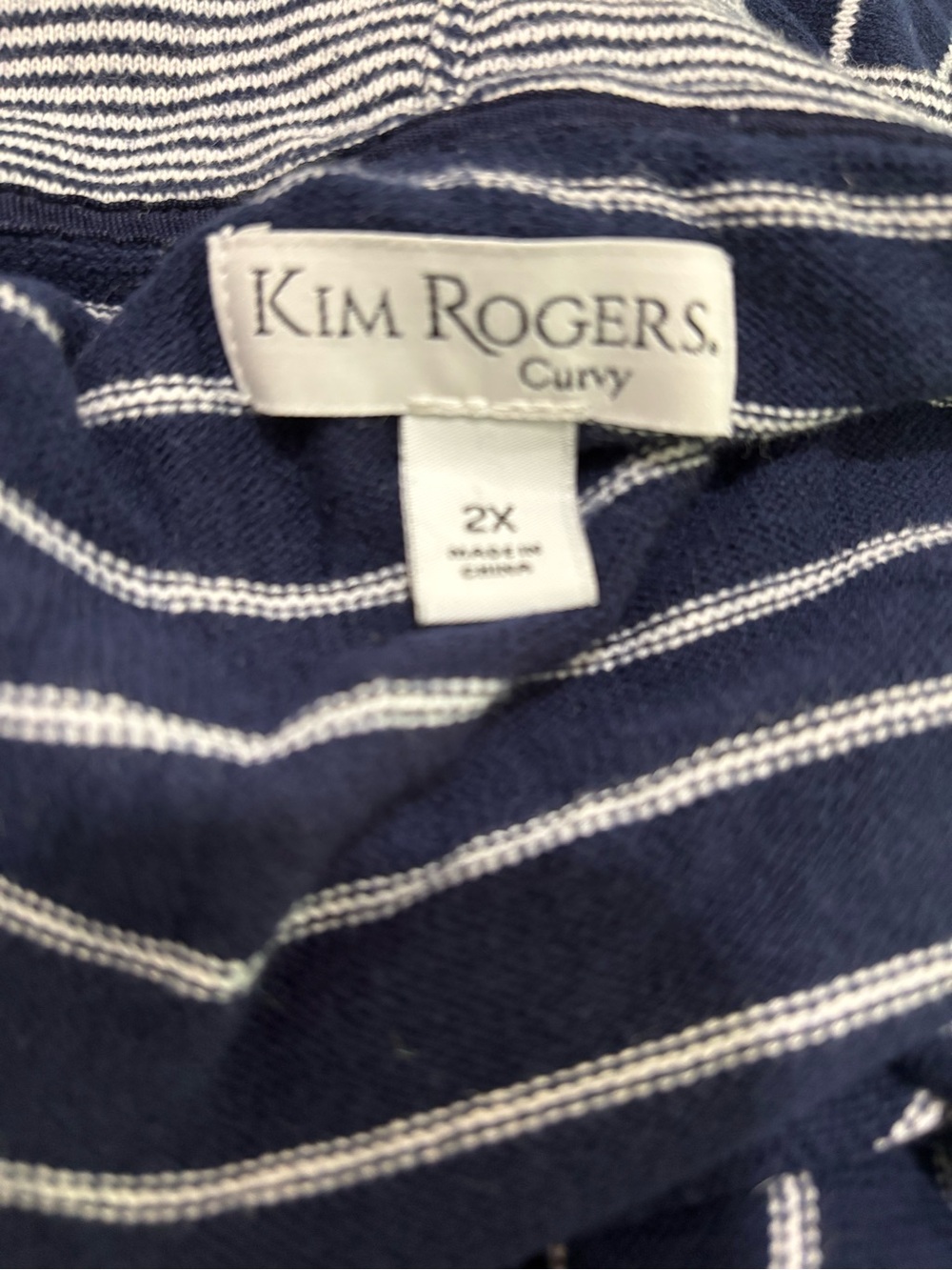 🔥5 for $25🔥 Kim Rogers Plus Size Blue Striped Open Front Knit Cardigan Sweater - Picture 5 of 8